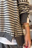 The Sunday Morning Stripe V Slouch Sweatshirt Greys Melange